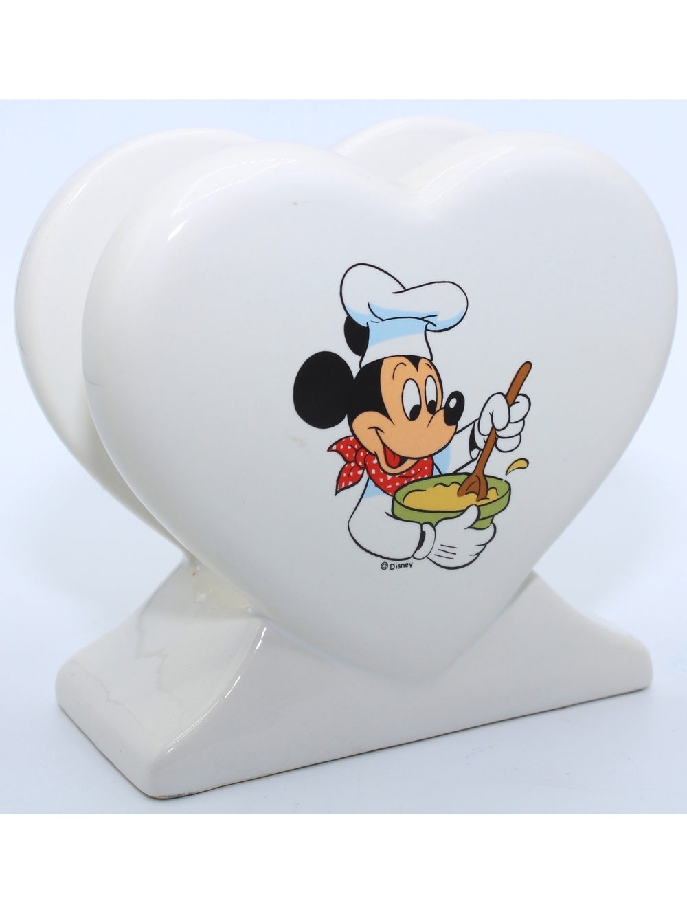 Disney Treasure Craft Gourmet Chef Mickey Mouse Napkin Holder Heart Shaped USA